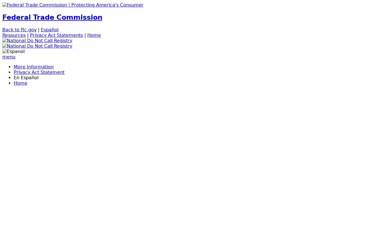 North Carolina phone directory route to the FTC unwanted call reporting form